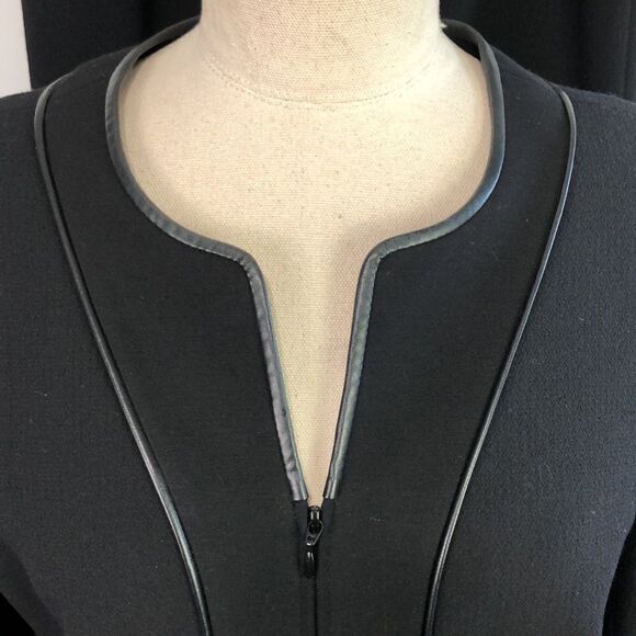 Lafayette 148 Black Zip with Leather Piping Jacket/Skirt - Picture 8 of 10